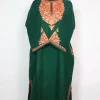 Green Kashmiri Pheran Minaal in Cashmilon with Sleeve Point Aari Embroidery