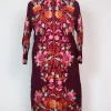 Mishal Kashmiri Long Coat In Cashmilon Wool With Aari Work | Wine