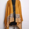 Mustard Kashmiri Stole In Fine Wool With Palla Kani Work | Fawzia