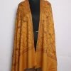 Rizwana Kashmiri Stole In Polywool With Hand Sozni | Mustard