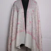 White Kashmiri Stole In Polywool With Hand Sozni | Nabila