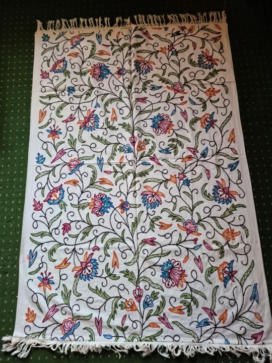 Nashwa Kashmiri Sofa Throw Cover In With Hand Crewel Embroidery - Image 2