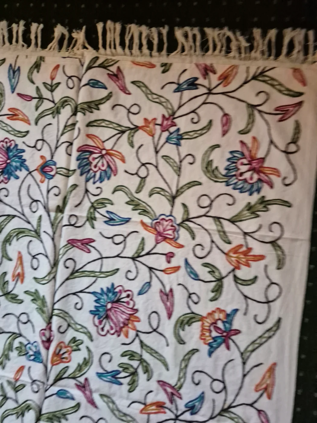 Nashwa Kashmiri Sofa Throw Cover In With Hand Crewel Embroidery - Image 3