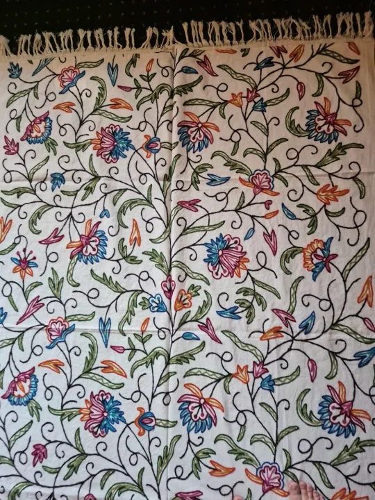 Nashwa Kashmiri Sofa Throw Cover In With Hand Crewel Embroidery - Image 4
