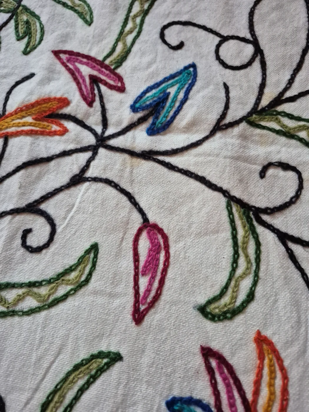 Nashwa Kashmiri Sofa Throw Cover In With Hand Crewel Embroidery - Image 5