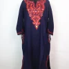 Sana Kashmiri Pheran In Cashmilon wool With Aari Embroidery | Navy