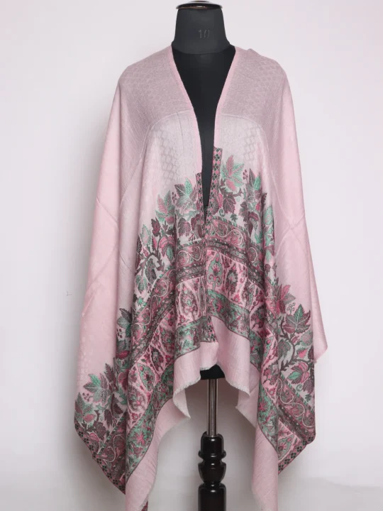 Tazeen Kashmiri Kani Work Fine Wool Stole | Pink
