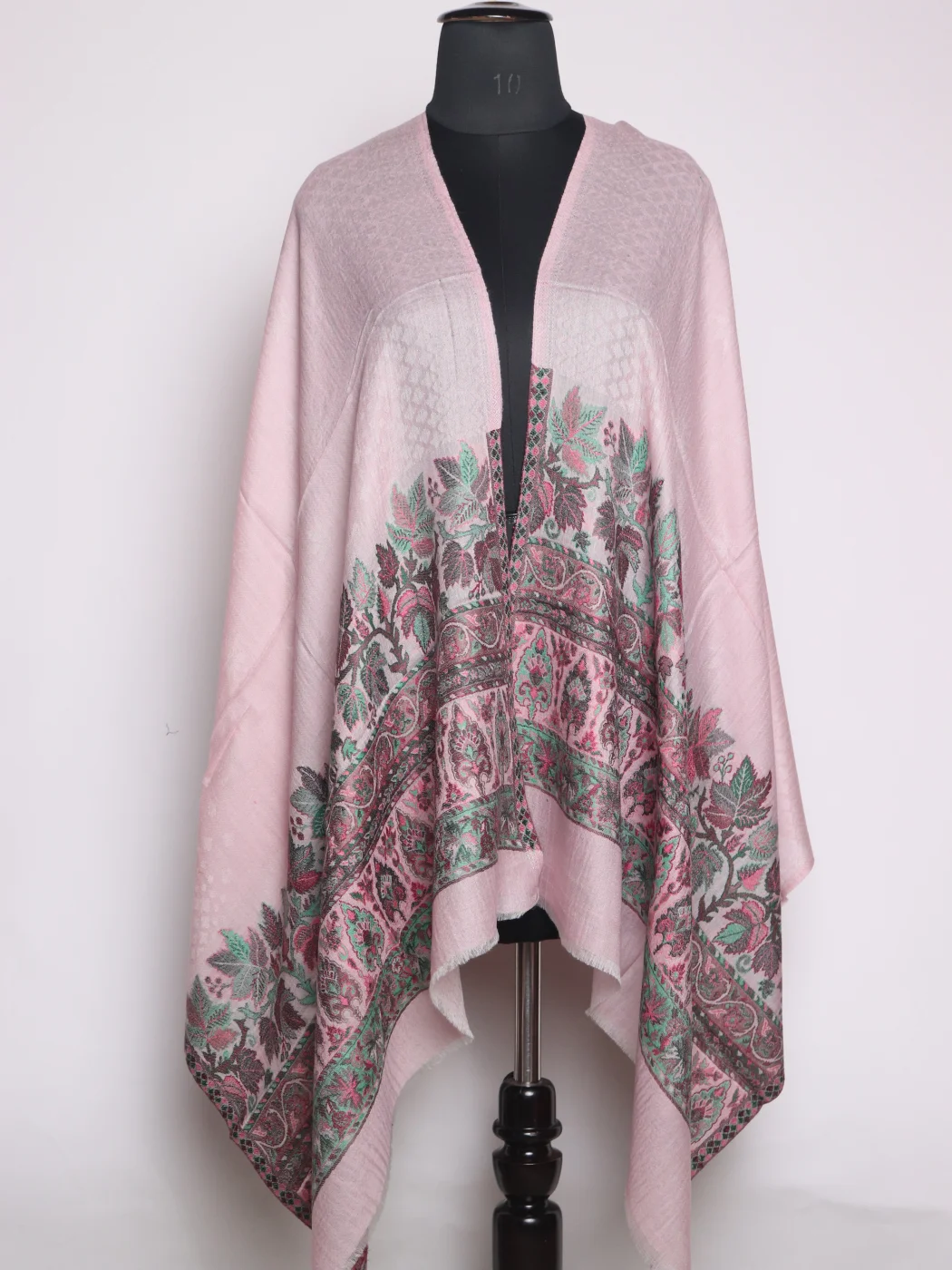 Tazeen Kashmiri Kani Work Fine Wool Stole | Pink