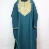 Noreen Kashmiri Pheran In Tweed Wool With Aari Embroidery | Teal Blue
