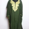 Olive Kashmiri Pheran In Cashmilon wool With Aari Embroidery | Siyam