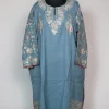 Blue Kashmiri Pheran In Scalping Raffal Wool With Aari Embroidery | Zohra