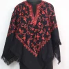 Kashmiri Poncho in Black Cashmilon Wool with Jaal Aari Embroidery | Minaal