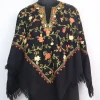 Minaal Poncho with Kashmiri Jaal Aari Embroidery in Black Cashmilon Wool