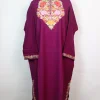 Asma Kashmiri Pheran In Raffal Wool With Aari Embroidery | Purple