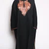 Rumana Kashmiri Pheran In Raffal Wool With Botte Tilla Embroidery | Black