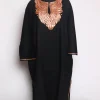 Ruqaiya Kashmiri Pheran In Raffal Wool With Botte Tilla Embroidery | Black