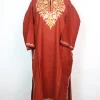 Kashmiri Pheran In Cashmilon wool With Aari Embroidery Sana | Rust
