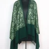 Meesha Shawl in Dark Green Cashmilon with Aari Work