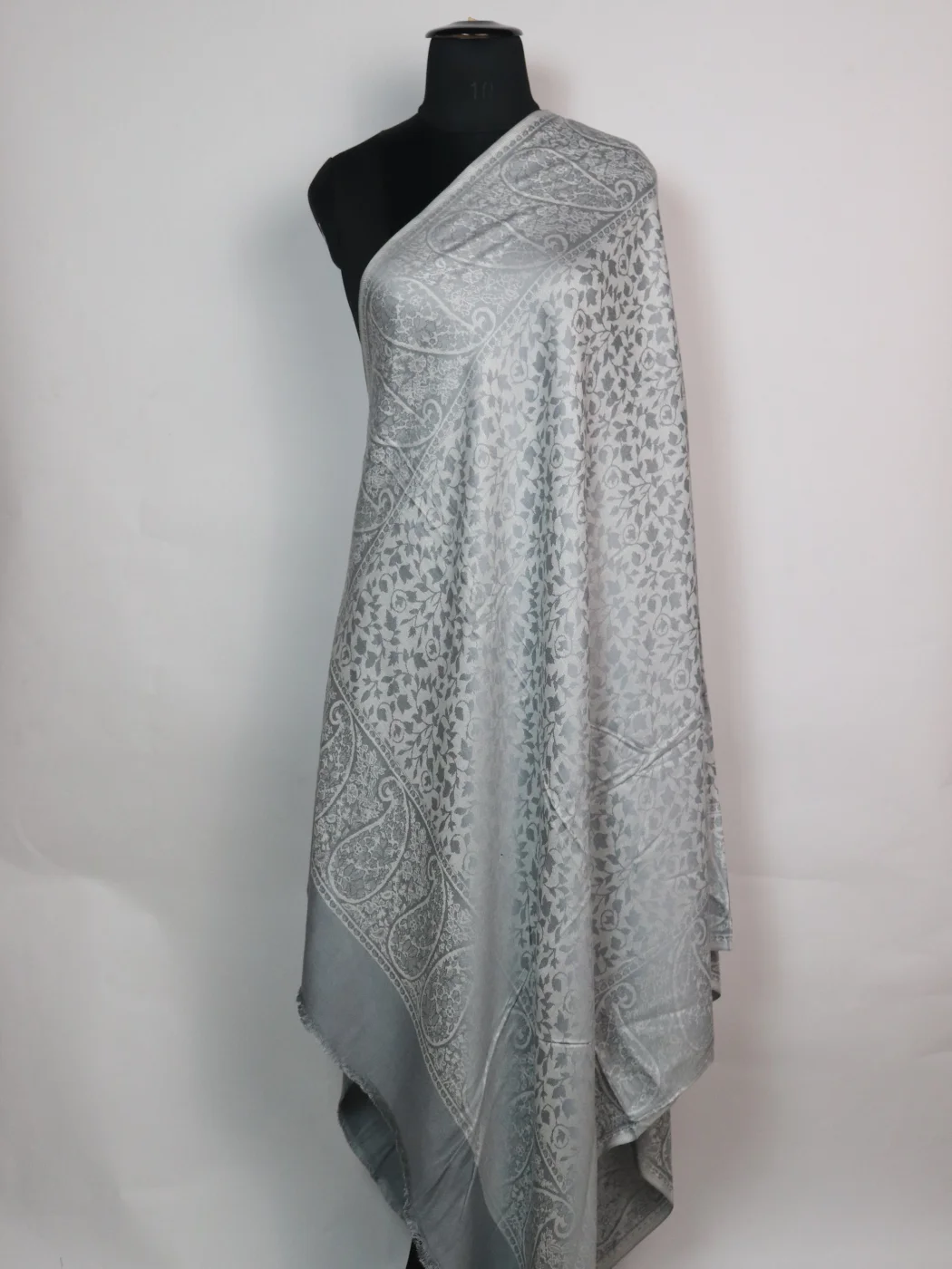 Rukhsaar Kani Inspired Shawl in Wool | Light Grey