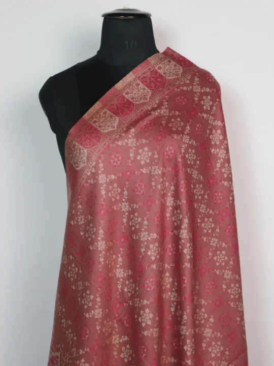 Rukhsaar Kani Inspired Shawl in Wool | Dusty Pink - Image 2