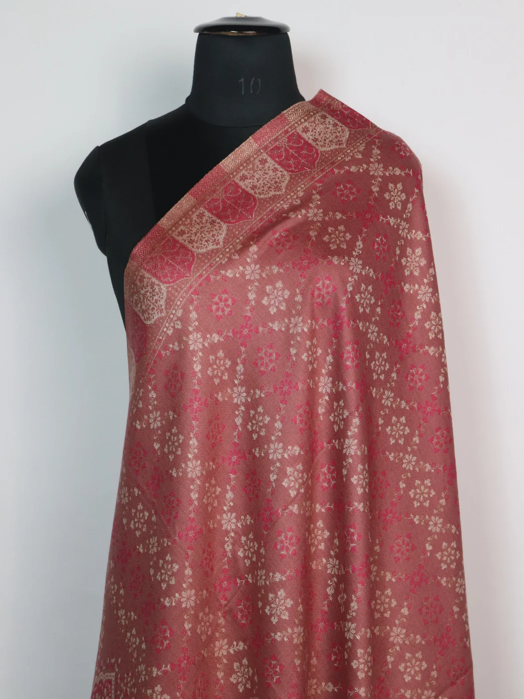 Rukhsaar Kani Inspired Shawl in Wool | Dusty Pink - Image 2
