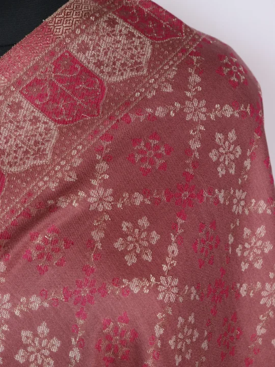 Rukhsaar Kani Inspired Shawl in Wool | Dusty Pink - Image 3