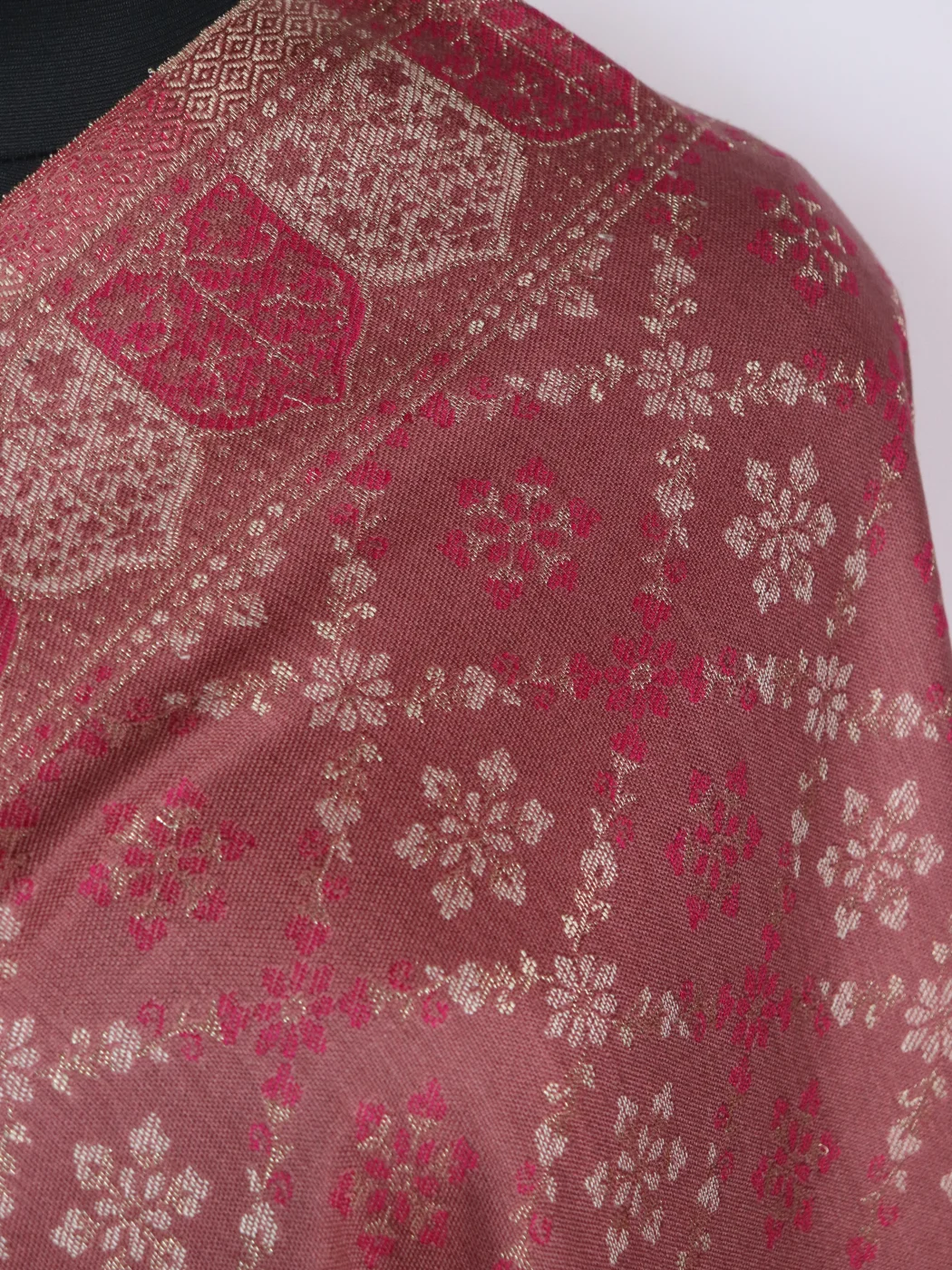 Rukhsaar Kani Inspired Shawl in Wool | Dusty Pink - Image 3