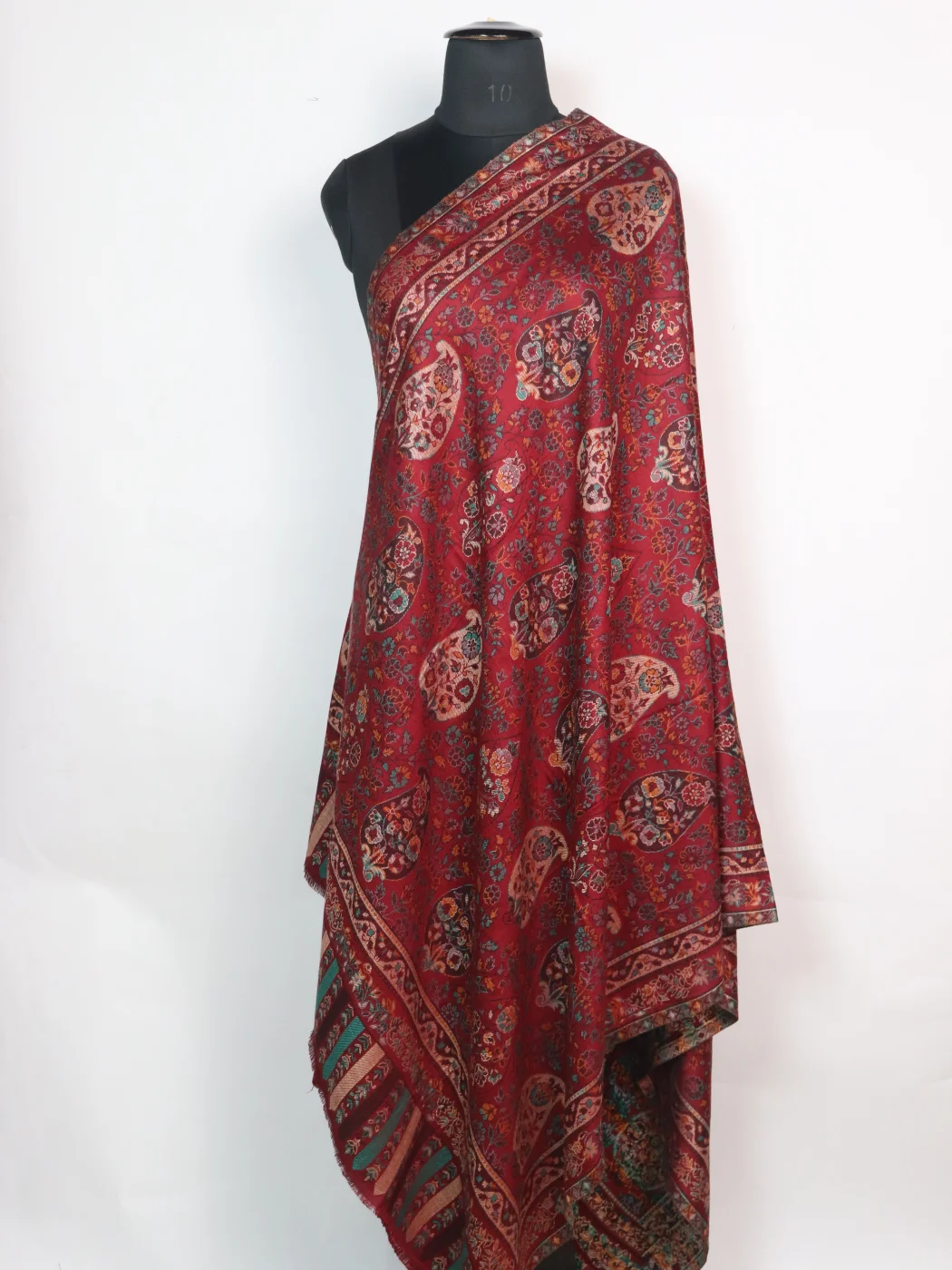 Rukhsaar Shawl in Maroon Wool with Big Badami Kani Inspired Pattern