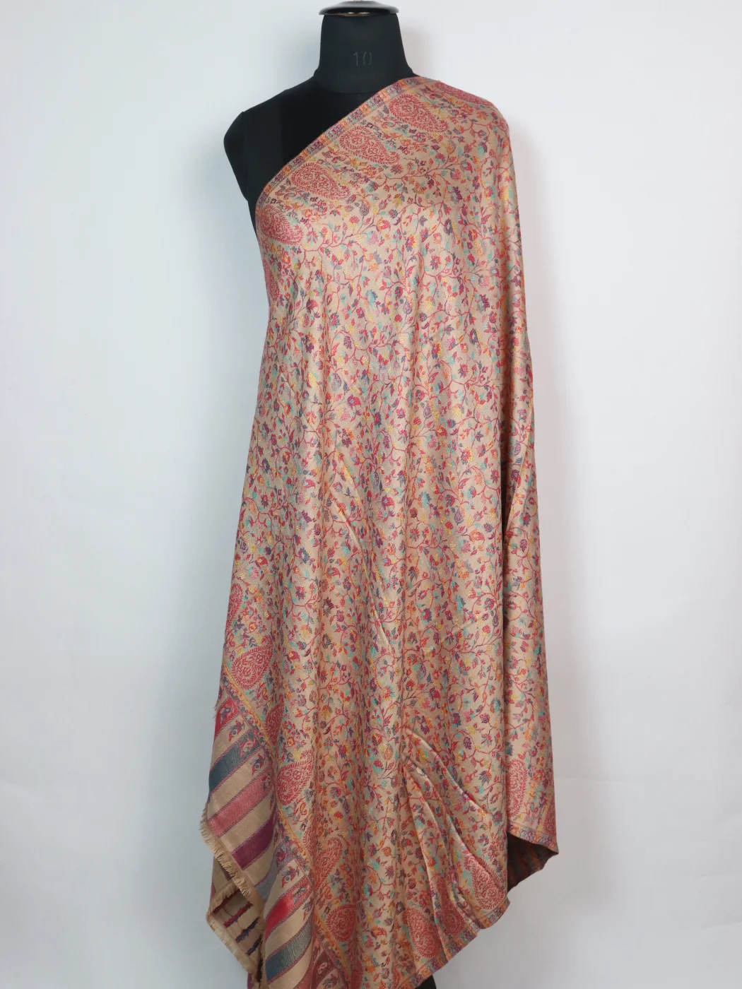 Wool Kani inspired Shawl in Beige | Rukhsaar
