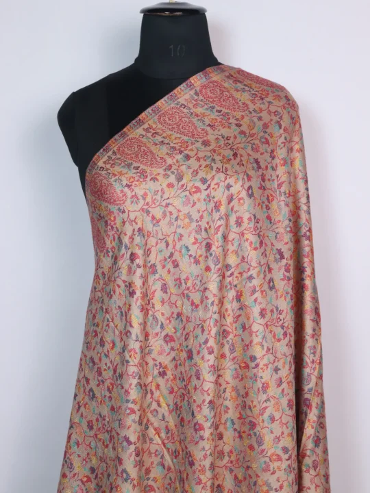 Wool Kani inspired Shawl in Beige | Rukhsaar - Image 2