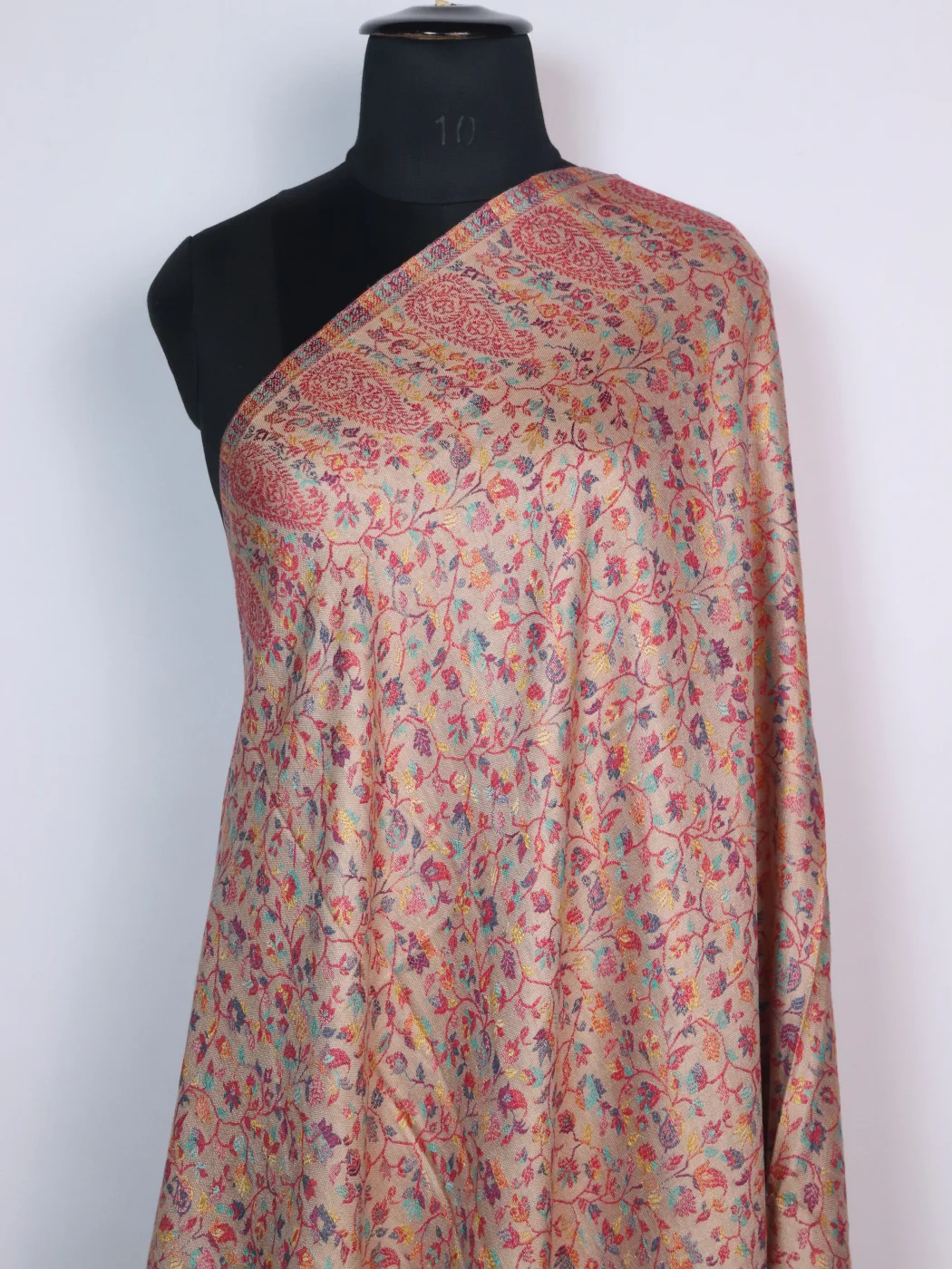 Wool Kani inspired Shawl in Beige | Rukhsaar - Image 2