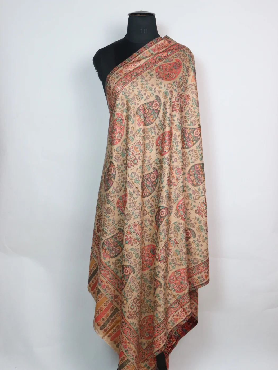 Wool Shawl in Beige with Big Badami Kani Inspired | Rukhsaar