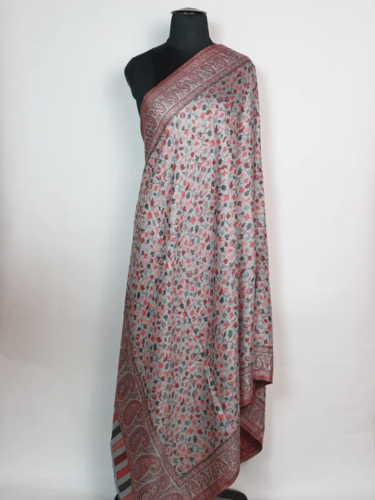 Rukhsaar Kani Inspired Shawl in Wool | Grey