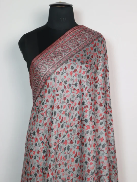 Rukhsaar Kani Inspired Shawl in Wool | Grey - Image 2