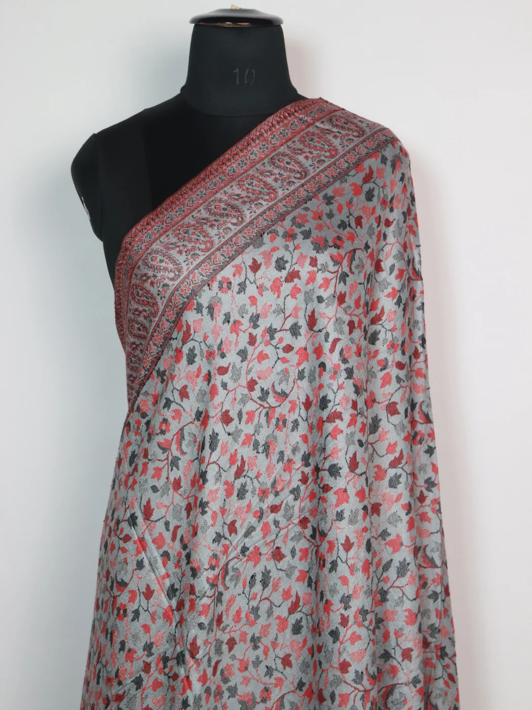 Rukhsaar Kani Inspired Shawl in Wool | Grey - Image 2