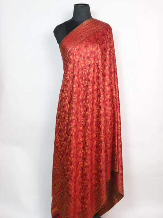 Maroon Kani Inspired Shawl in Wool | Rukhsaar
