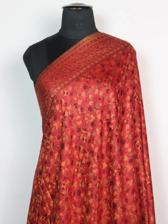 Maroon Kani Inspired Shawl in Wool | Rukhsaar - Image 2