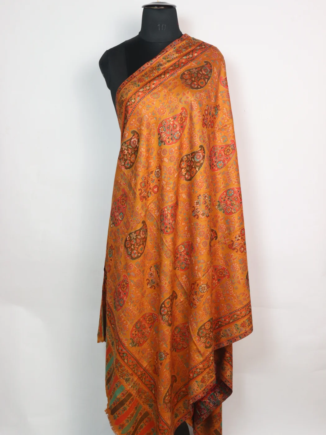 Rukhsaar Shawl in Wool with Big Badami Kani Inspired Pattern| Yellow