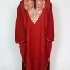 Shazia Kashmiri Pheran In Raffal Wool With Botte Tilla Embroidery | Red