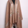Sumaiya Kashmiri Stole In Fine Wool With Aari Nalki Work | Brown