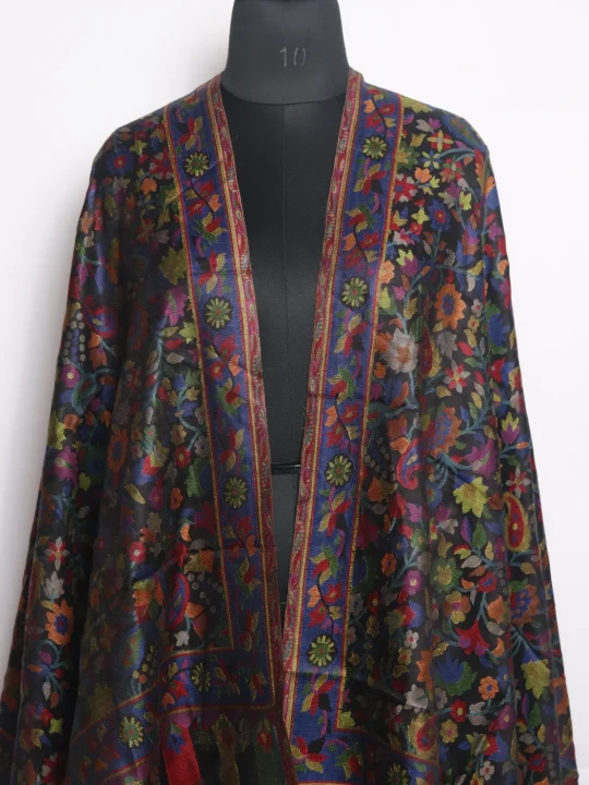 Tabassum Kashmiri Stole With Kani Work | Black - Image 2