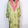 Green Kashmiri Pheran In Tie n Dye Cashmilon With Aari And Zari Work | Rutba