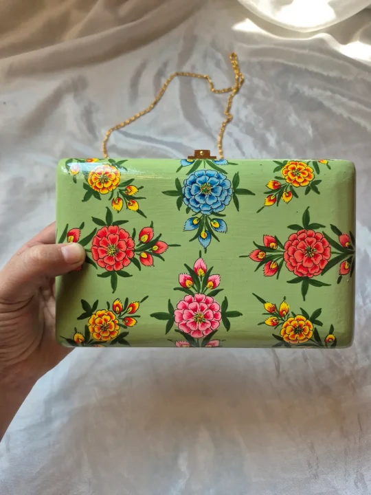 Kashmiri Paper Machie Clutch Bag Rehana For Women - Image 4