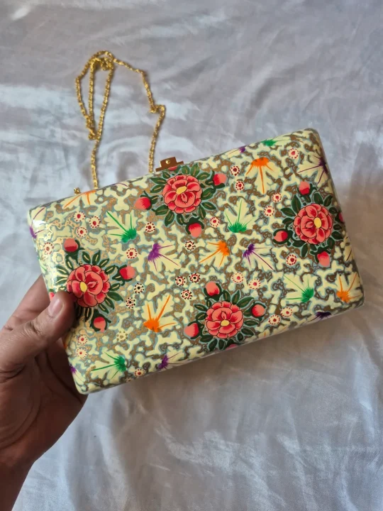 Kashmiri Monisa Paper Machie Clutch Bag For Women - Image 2