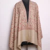 Uzma Kashmiri Stole In Toosha Wool With Hand Sozni | Beige