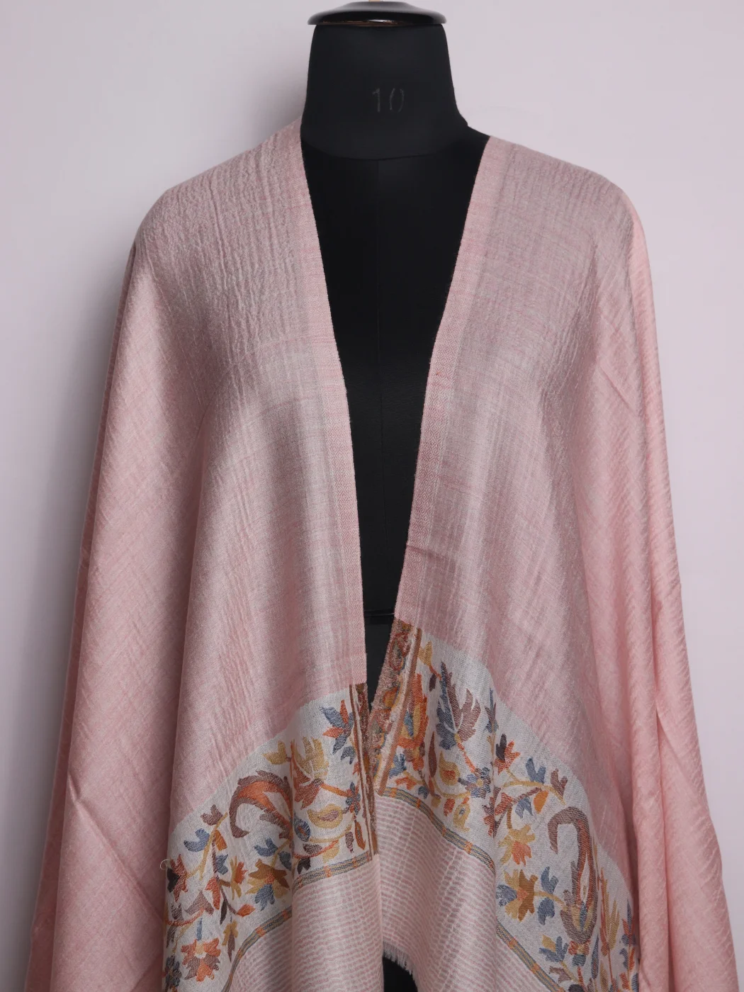 Farheen Kashmiri Stole In Fine Wool With Palla Kani Work | Light Pinkk - Image 2