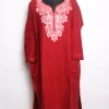 Kashmiri Pheran Siyam In Cashmilon wool With Aari Embroidery | Wine
