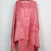 Shahana Kashmiri Woolen Suit With Aari And Zari Work With Dupatta 3Pc | Pink