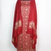 Red Wool Suit In Zari Work With Dupatta 3Pc | Zehra
