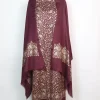 Mubashira Wine Wool Suit In Zari Work With Dupatta 3Pc
